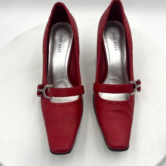 Nine West CosaBella Pumps Red With Designer Heels Size 8 D 78 - Picture 5 of 12
